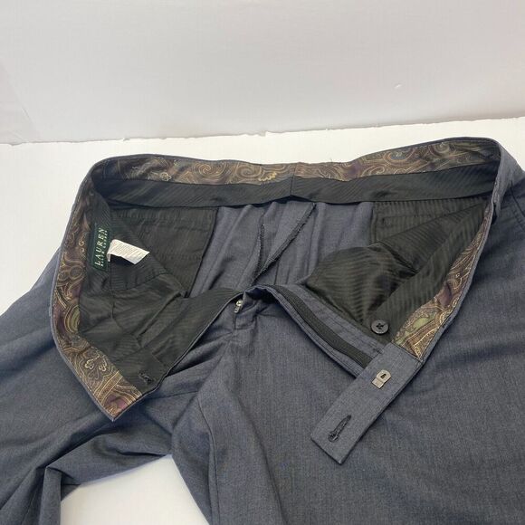 Lauren Ralph Lauren Pants Mens Size 40x30 Gray Dress pant Flat Front Mid Rise - Picture 10 of 11